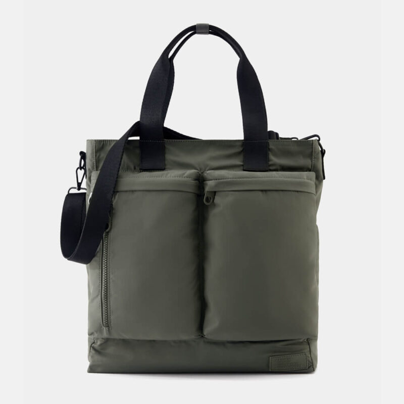 Nylon shopper bag with pockets