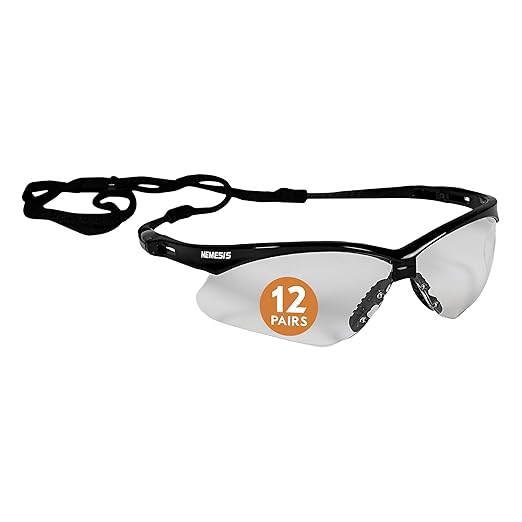 Safety Glasses, Clear Lenses, Black Frame