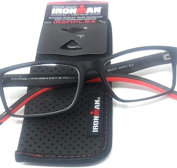 Foster Grant Ironman Reading Glasses, Black/Red (+2.75)