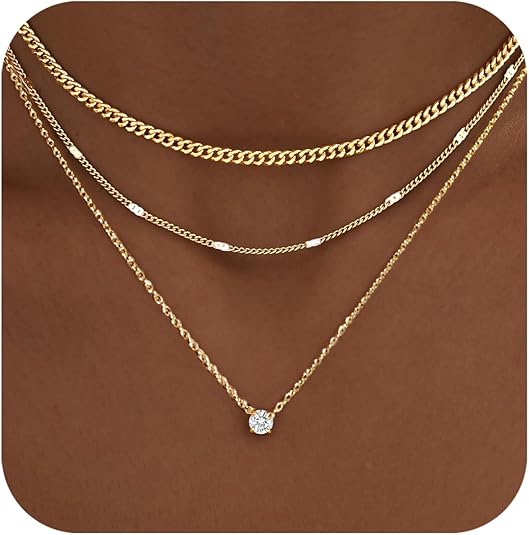 WomenGifts Layered Gold Necklaces for Women