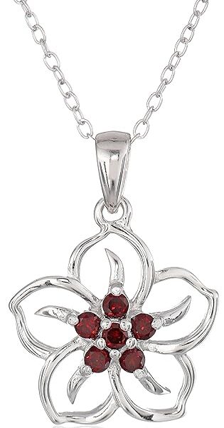 Amazon Collection Genuine or Created Gemstone Birthstone Flower Pendant Necklace